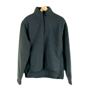 J Crew Mock Neck Pullover Sweater Half Zip Pockets Long Sleeves Gray Sz M